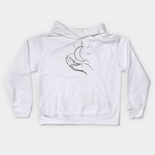 Hand holding moon Kids Hoodie